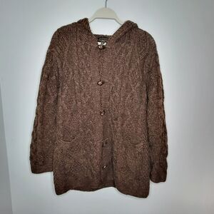 Icelandic Design Brown Wool Alpaca Knit Cardigan Sweater Women’s XL
